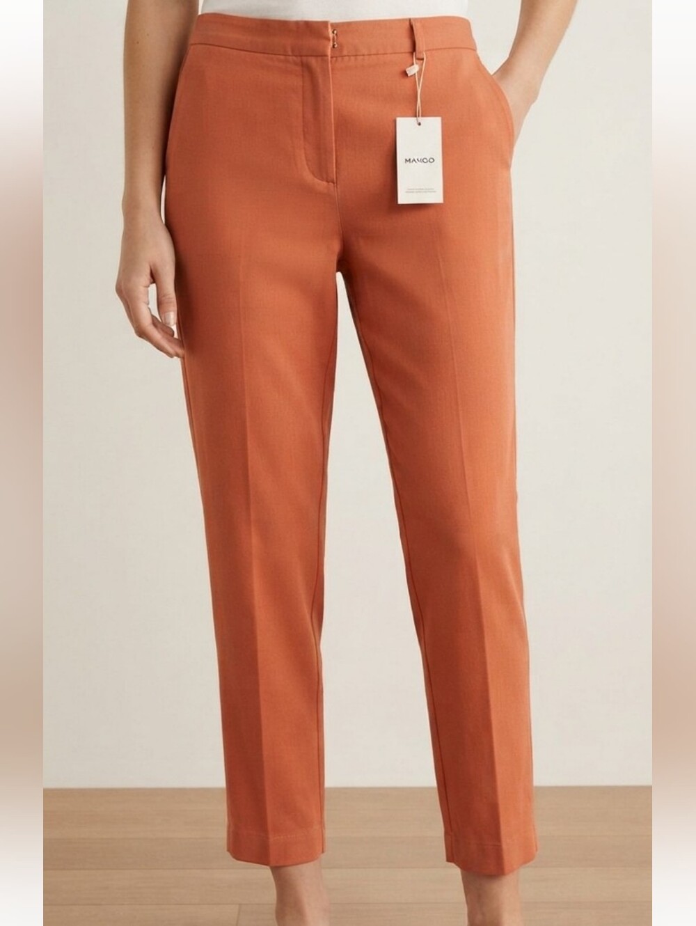 Mango Ecovero Viscose Terracotta Tapered Pants Small NWT